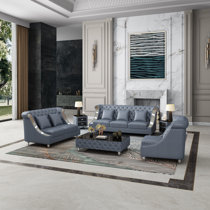 EuropeanFurniture Mayfair 3 Piece Leather Living Room Set Perigold